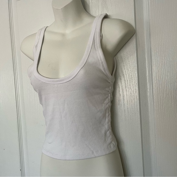 Zara Ribbed Cropped Top White Medium Women - Picture 3 of 9